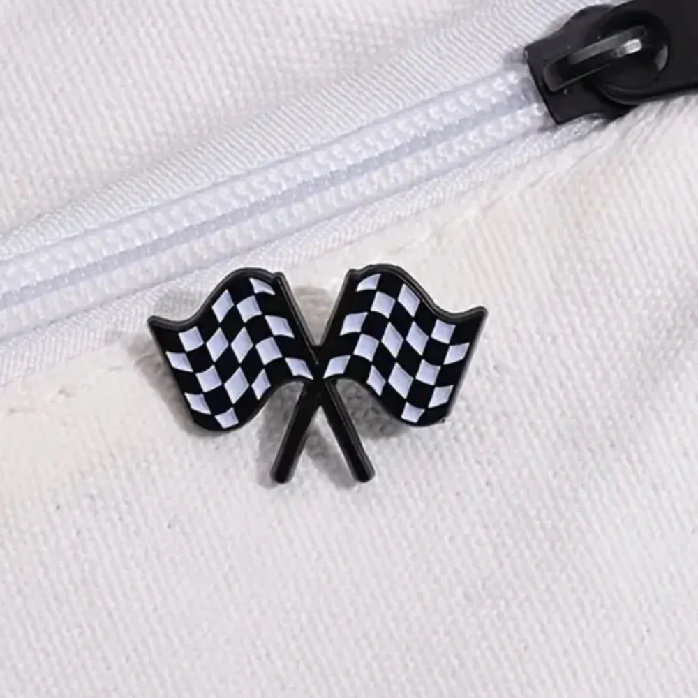 3/$25 Checkered Flags Pin Badge Brooch Unisex Racing Finish Line Flags